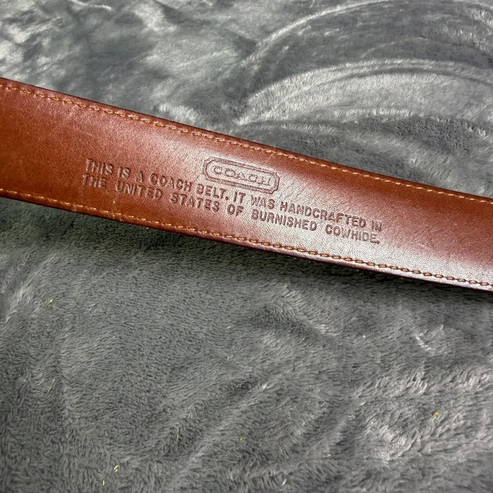 Vintage Coach 5950 Mens 36 Brown Burnished Cowhide Leather Belt Brass Buckle USA